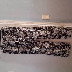 Floral Black and Cream Straight  Trouser